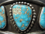 One Of The Best Vintage Native American Navajo Carico Lake Turquoise Sterling Silver Bracelet-Nativo Arts