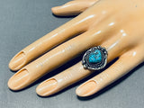 Horse Shoe Vintage Native American Navajo Turquoise Sterling Silver Bead Ring Old-Nativo Arts