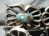 Heavy Older Vintage Native American Navajo Old Deposit Turquoise Sterling Silver Concho Belt-Nativo Arts