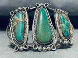 Huge Museum Triple Royston Turquoise Vintage Native American Navajo Sterling Silver Bracelet-Nativo Arts