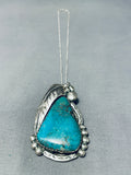 Mesmerizing Vintage Native American Navajo Old Kingman Turquoise Sterling Silver Necklace-Nativo Arts