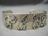 Ceremonial Dancing Kachina Vintage Native American Hopi Sterling Silver Bracelet-Nativo Arts