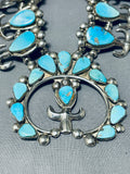 One Of The Best Vintage Native American Navajo Turquoise Sterling Silver Squash Blossom Necklace-Nativo Arts