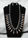 Important Vintage Native American Navajo Dakota Gold Red White Blue Sterling Silver Necklace-Nativo Arts