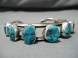 Amazing Vintage Native American Navajo Turquoise Nuggets Goodie Sterling Silver Bracelet-Nativo Arts