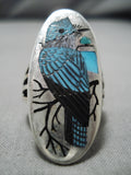 Important Harlan Coonsis Blue Jay Sterling Silver Turquoise Native American Ring-Nativo Arts