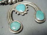 Women's Vintage Native American Navajo Turquoise Sterling Silver Squash Blossom Necklace-Nativo Arts