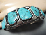 Incredible Vintage Native American Navajo Sleeping Beauty Turquoise Sterling Silver Bracelet Old-Nativo Arts