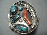 Museum Vintage Native American Navajo Blue Gem Turquoise Sterling Silver Bracelet-Nativo Arts