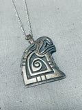 Native American Polyquaptewa Vintage Hop Sterling Silver Eagle Necklace Old-Nativo Arts