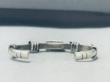 One Of The Finest Single Coral Vintage Native American Navajo Sturdy Sterling Silver Bracelet-Nativo Arts