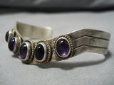 Astounding Vintage Native American Navajo Amethyst Sterling Silver Bracelet-Nativo Arts