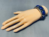 Native American Very Rare Domed Midnight Sky Lapis Sterling Silver Bracelet-Nativo Arts
