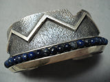 One Of The Best Vintage Native American Navajo Aaron Anderson Lapis Sterling Silver Bracelet-Nativo Arts