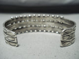 Early 1900's Vintage Native American Navajo Snake Eyes Turquoise Sterling Silver Bracelet-Nativo Arts