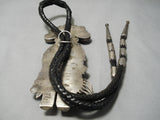 One Of Biggest Best Vintage Native American Navajo Turquoise Sterling Silver Kachina Bolo Tie-Nativo Arts