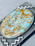 Authentic Very Rare Native American Navajo Tommy Jackson Turquoise Sterling Silver Buckle-Nativo Arts