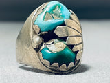 Exceptional Vintage Native American Navajo Kingman Turquoise Sterling Silver Ring-Nativo Arts