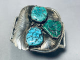 Mens Vintage Native American Navajo Museum Quality Turquoise Sterling Silver Bracelet-Nativo Arts
