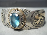 Leo James Vintage Native American Navajo Gold Kokopelli Sterling Silver Bracelet-Nativo Arts