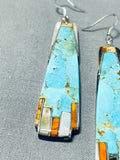 Native American Rare Santo Domingo 8 Turquoise Sterling Silver Earrings-Nativo Arts