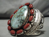 One Of The Best Biggest Vintage Native American Navajo #8 Turquoise Sterling Silver Bracelet Old-Nativo Arts