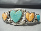 Terry Joe Vintage Native American Navajo Royston Turquoise Heart Sterling Silver Bracelet-Nativo Arts