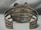 Important Vintage Native American Navajo Ancient Hands Sterling Silver Turquoise Naja Bracelet-Nativo Arts