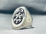 Incredible Cal Peterson Native American Navajo Sterling Silver Turtle Ring Signed-Nativo Arts