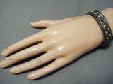 Thicker Heavy Vintage Native American Navajo Turquoise Heishi Sterling Silver Bracelet Old-Nativo Arts
