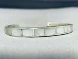Beautiful Vintage Native American Navajo Inlay 7 Mother Of Pearl Sterling Silver Bracelet-Nativo Arts