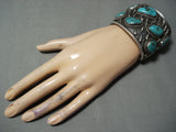 Museum Vintage Native American Navajo Sterling Silver Slag Turquoise Bracelet Old-Nativo Arts