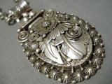 Heavy Sturdy Thick Vintage Native American Navajo Sterling Silver Leaf Necklace-Nativo Arts