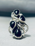 Beautiful Native American Navajo Black Onyx Sterling Silver Ring-Nativo Arts