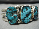 Native American Amazing Vintage Seafoam Turquoise Sterling Silver Bracelet Cuff Old-Nativo Arts