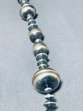 Native American One Of The Best Ever Navajo Hand Hammered Sterling Silver Bead Necklace-Nativo Arts