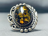 Dazzling Ancient Tree Sap Native American Navajo Amber Sterling Silver Ring-Nativo Arts