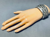 Important Vintage Native American Navajo Dan Jackson Sterling Silver Hand Carved Bracelet-Nativo Arts