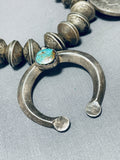 426 Grams Vintage Native American Navajo Turquoise Coin Silver Squash Blossom Necklace-Nativo Arts