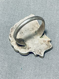 Opulent Detail Vintage Native American Zuni Chief Turquoise Sterling Silver Ring Old-Nativo Arts