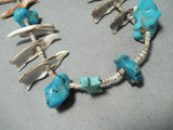 Interesting Vintage Native American Zuni Turquoise Fetish Sterling Silver Necklace Old-Nativo Arts