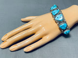 Marie Thomson Vintage Native American Navajo Sleeping Beauty Turquoise Sterling Silver Bracelet-Nativo Arts