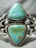 Signed Rare Turquoise Vintage Native American Navajo Royston Sterling Silver Bracelet-Nativo Arts