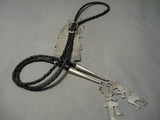 One Of The Biggest Best Vintage Native American Navajo Sterling Silver Kachina Bolo Tie-Nativo Arts