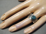Important Female Artist Native American Navajo Turquoise Sterling Silver Ring-Nativo Arts
