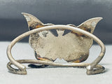 Exquisite Vintage Native American Zuni Blue Gem Turquoise Sterling Silver Butterfly Bracelet-Nativo Arts