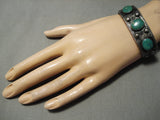 Early 1900's Vintage Native American Navajo Cerrillos Turquoise Sterling Silver Bracelet Old-Nativo Arts