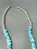 Jeff James Native American Navajo Old Kingman Turquoise Sterling Silver Necklace-Nativo Arts