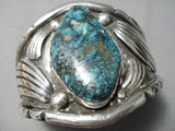 Important Blue Warrior Turquoise Vintage Native American Navajo Sterling Silver Bracelet-Nativo Arts