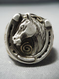 Marvelous Vintage Native American Navajo Sterling Silver Horse & Horseshoe Ring-Nativo Arts